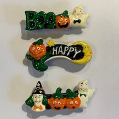 Vintage Halloween Hair Clips Witch Ghost Pumpkin Barrettes Accessory Heavy