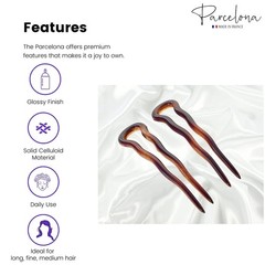 Parcelona French Mystic Large 3″ Cellulose Chignon U Shaped Hair Pins(Set of 3)