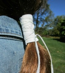 Ponytail Holder Leather Hair Tie Wrap Cuff BOHO Bohemian Clothing Jewelry Orange