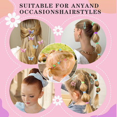Hair Accessories for Girls, 1350P Colorful Hair Ties with 44P Hair Clips, Glitte