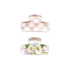 MacKenzie Childs x Goody Target 🎀 Pink Rosy Check Medium Hair Claw Clips Set