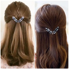 HINZIC 2Pcs 2.6inch VShape Rhinestone Hair Clips GrayBlack Small Hair Pins Vi…