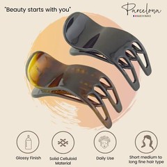 Parcelona French Simply Bear Paw Medium 3” Cellulose Set of 2 Hair Claw Clips