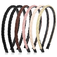 6 Pcs Thin Braided Headbands, Non-Slip Flexible Headband with Teeth Multi Color