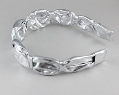 shiny Silver lamé headband 1.5″ wide faux leather headband hair band accessory