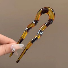 U-Shaped Hair Fork Tortoiseshell Acetate Acrylic Hairpin Fashion Hair Stick USA