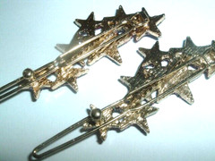 Vintage Pair Purple Glitter Stars 2″ Hair Clips Barrette