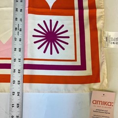 Amika Printed Hair Scarf Orange Pink Geometric Retro Abstract Square Head Scarf