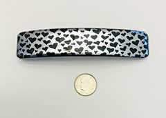 Dichroic Fused Glass Hair Barrette Handmade by Janet Wolery – 4” – SILVER HEARTS