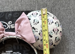 Disney Minnie Mouse Ears Headband Pink Bow Cream Patterned NWT Pastel Park Wear