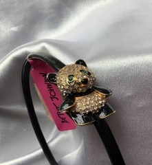 **VINTAGE**BETSEY**JOHNSON**BLACK*ENAMEL*PANDA*BEAR*HEADBAND*WOMEN’S*HAIR*RARE**