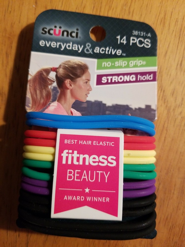 Scünci Everyday & active no slip grip elastic hair tie, Multi-color, 14 pcs