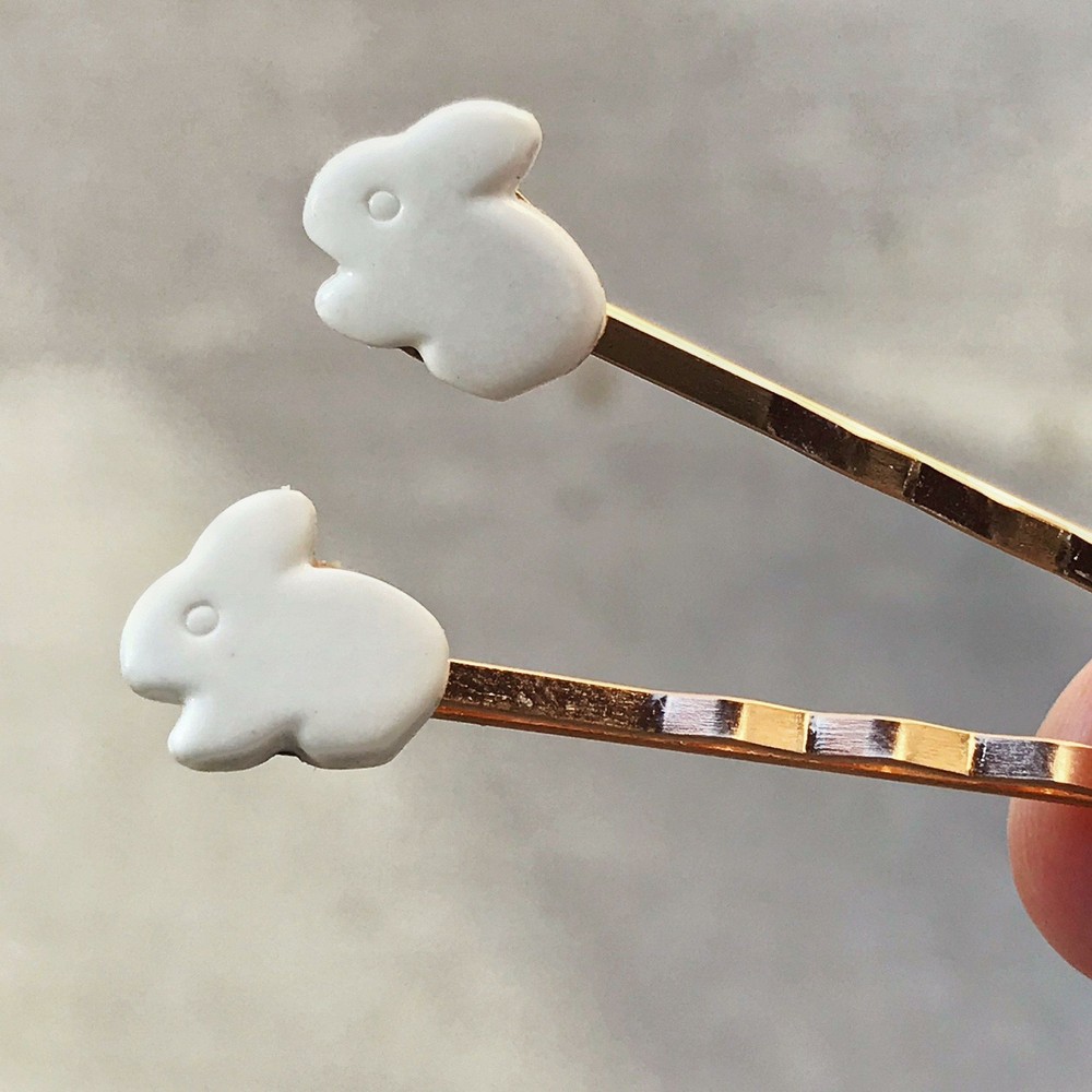 Bunny Rabbit Hair Pins, Easter Hair Pins, Bunny Bobby Pins, Womens Hair Clips, D
