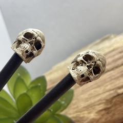 Pair Skull Skeleton Gothic Hair Stick Punk Goth Chopstick Man Bun Men’s Women’s