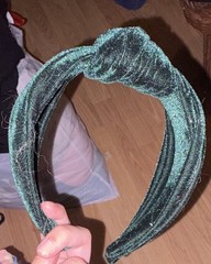 Green Velvet Padded Knot Headband for Women, Solid Casual Hair Accessory