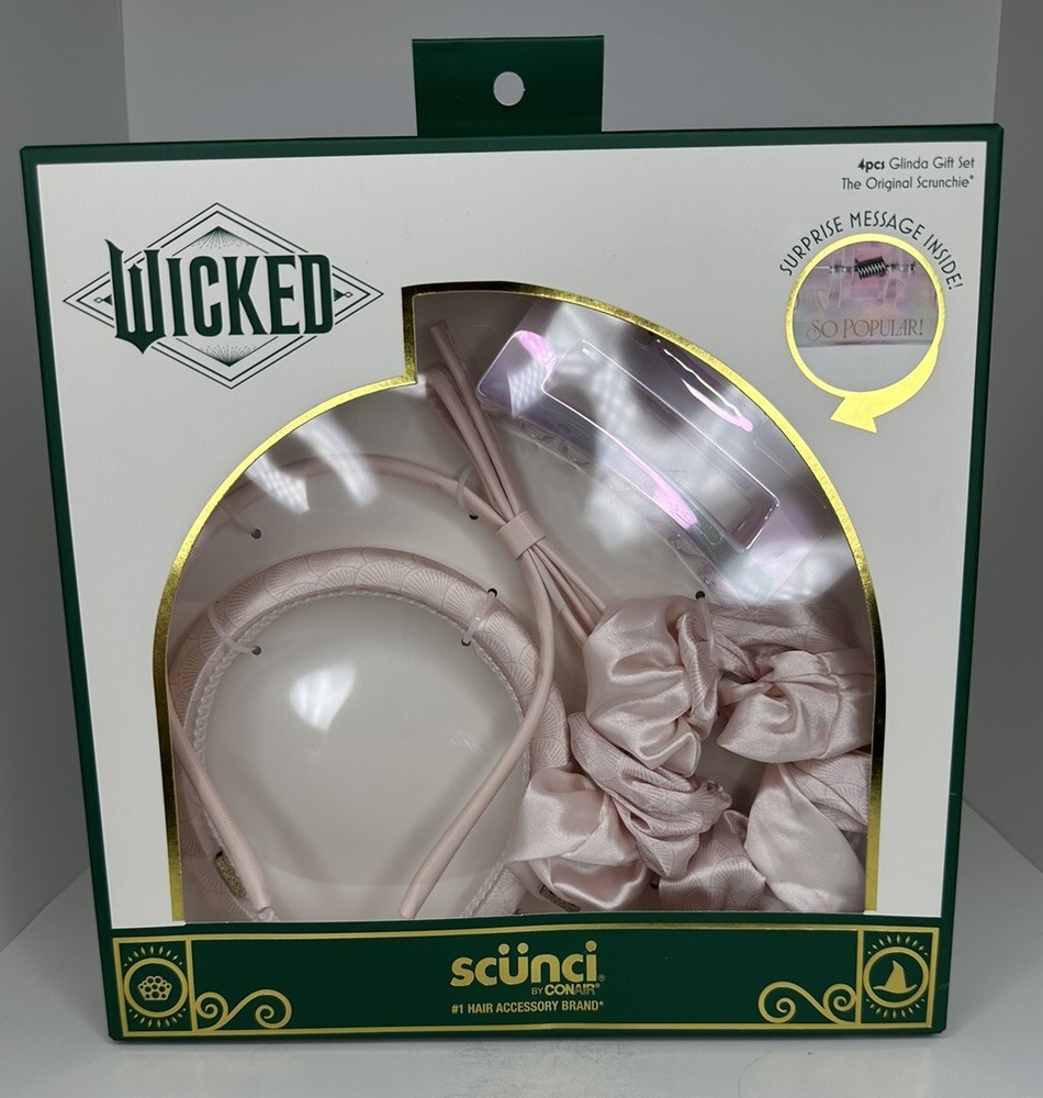 Scunci by Conair Wicked Limited Edition 4 Piece Glinda Gift Set, New in Box