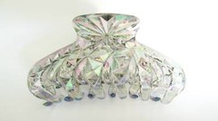 Transparent clear colored iridescent diamond cut design double grip acrylic