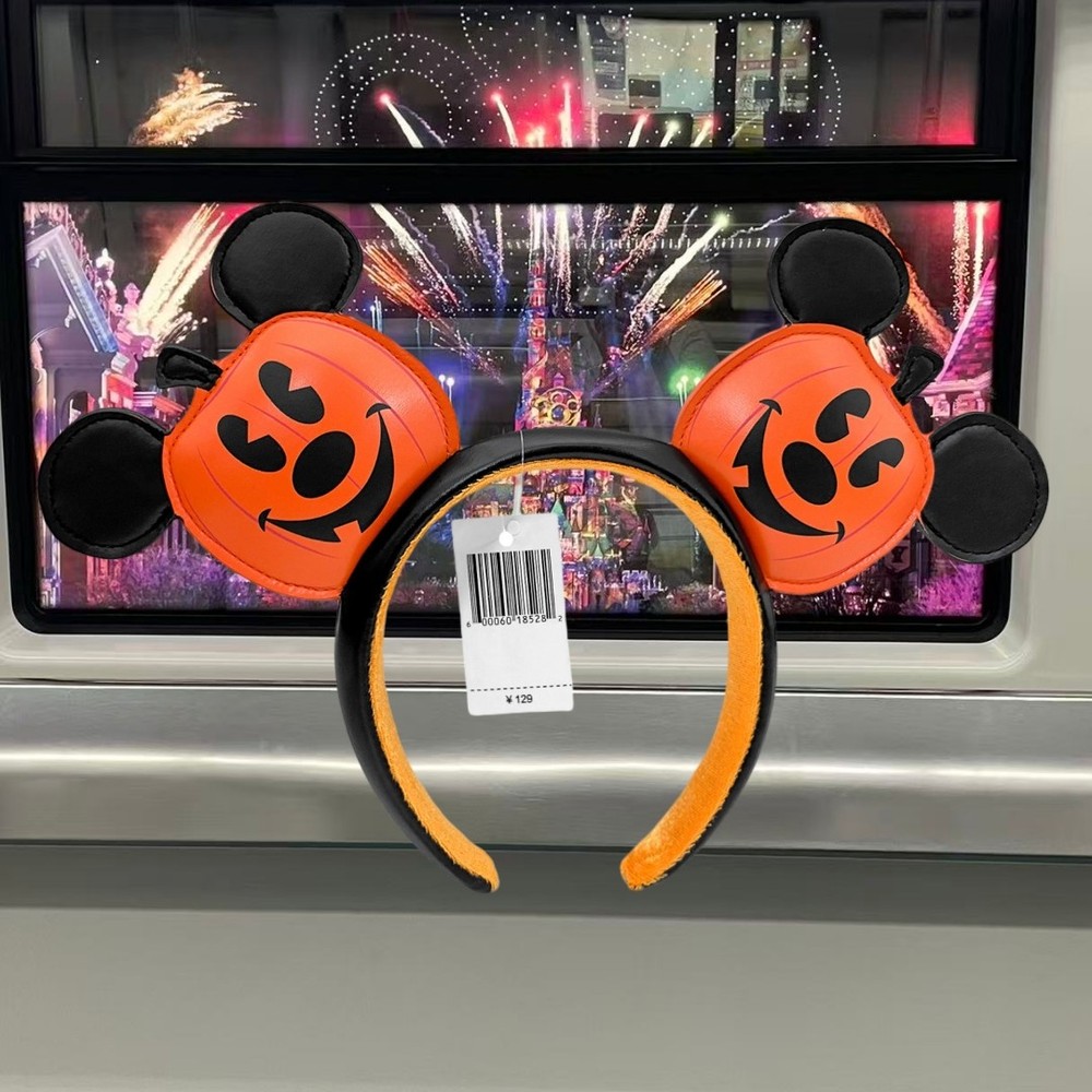 Disney` Parks Pumpkin Headband Jack O’ Lantern Minnie Ears Mickey Mouse NWT Cute