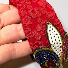 Patriotic Headbands 4th of July Red White Blue Fleur De Lis Sequin Feather NWOT