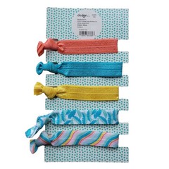 Tropical Knotted Hair Ties 10 Ct Rainbow Leaf Pink Blue Yellow Ponytail