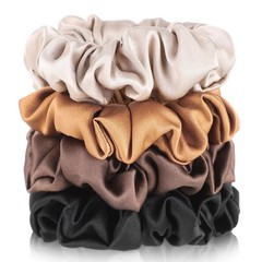 4 Pack 100% Mulberry Silk Hair Scrunchies Silk Hair Ties for Hair No Damage