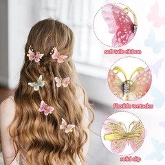 12Pcs Butterfly Hair Clips for Girls, Cute Kawaii Hair Clips, Colorful Butterfly