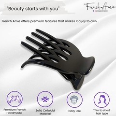 French Amie Bear Paw Small 2 ¾” Celluloid Handmade Yoga Jaw Hair Claw for Women