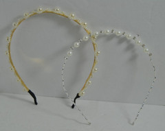 Lot of Two Faux Pearl Headbands Silver Tone w Rhinestones other Twist Pearl NWOT
