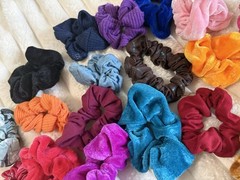 VTG Hair Scrunchies Ties Variety Mixed Lot of 32 Y2K 90s Colors Pink Purple Blue