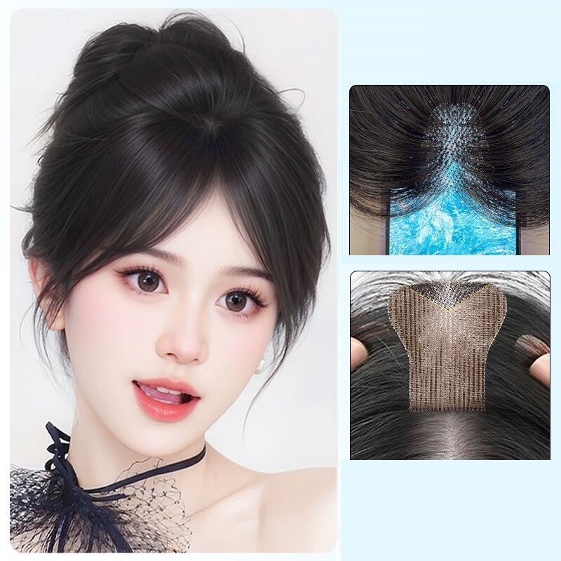 2.3″x3.15″ Front Lace MAGIC Friction to fix 100% Human Hair Hairline Topper 10″