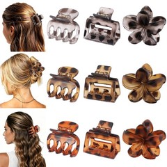 3 Styles Medium Hair Clips for Women 9 Pcs Small Claw Thin Tortoise