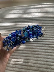 Handmade Swarovski Blue Crystal Beaded Headband Jeweled Hair Accessory