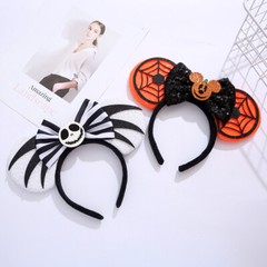 Minnie Ears White Jack Skellington Orange Bat W/LED Light Up Halloween Headband
