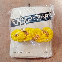Vintage Top Star Made in Taiwan Bright Yellow/Gold Beads Braided Hair Barrette