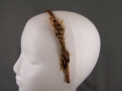 Copper Dark Brown feather headband satin thin skinny narrow 3/8″ wide hair band