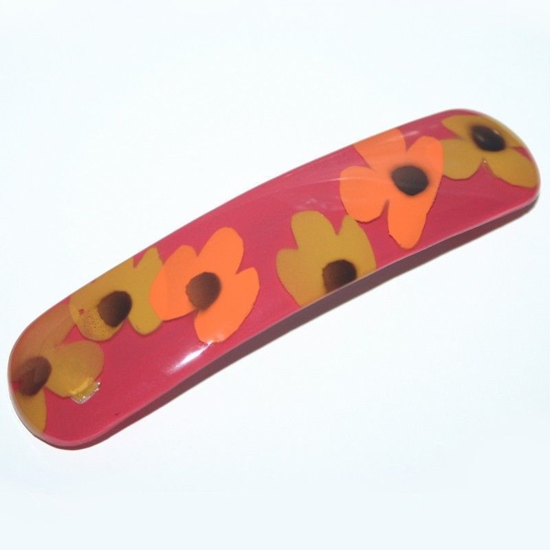 Flower Barrette Hair Clip Abstract Colorful Daisy Spring Fashion Made in France