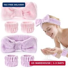 6Pack Headband and Wristband Set for Washing Face, Spa Skincare Makeup Headband,