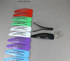 set pack of 12 metal hair accessory clips snap barrettes 2 5/8″ wide