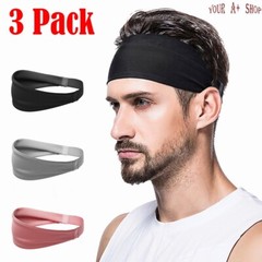 3PCS Men Women Sports Headband Anti-Sweat Band Running Yoga Stretch Head Bands