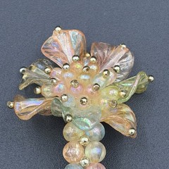 Iridescent Acrylic Flower Hair Barrette Pastel Plastic Bead French Clip Vintage