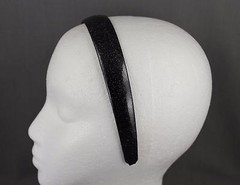 Black glitter faux leather sparkly 1″ wide headband hair band accessory