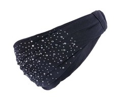 Black Makeup Headband Super Soft Yoga Rhinestone Head Wrap Solid Color
