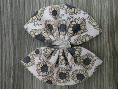 Sunflower Hair Bow Beige Black on Clip