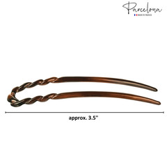 Parcelona French U Hair Pins 3.5″ Tortoise Shell Bun Chignon Forks (Set of 2)