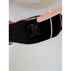 Juicy Couture Black Knotted Headband with Gold Rhinestone Trim
