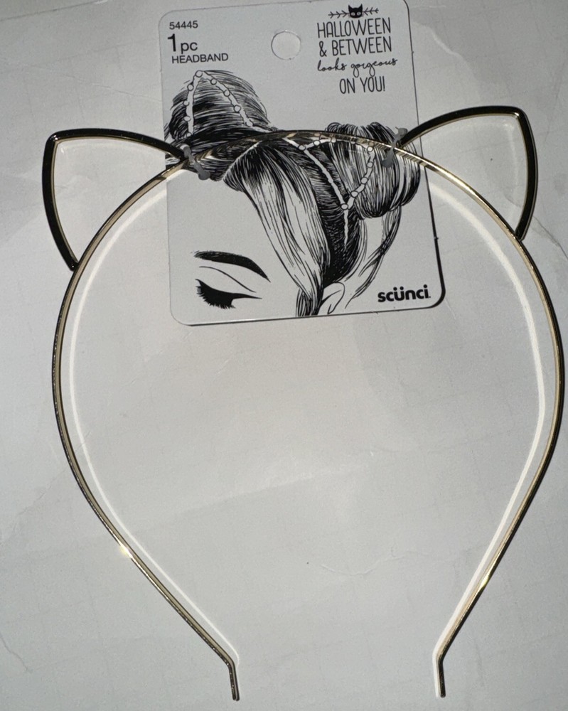 Scunci Cat Ear Headband Halloween Gold Metal Cat Ears Headband