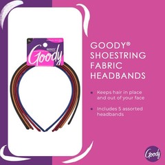 Goody Ouchless Shoestring Headbands, 5 5 Count (Pack of 1), Assorted Neutral