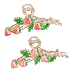 Hair Clip 2Pcs Cute Strawberry Metal Hair Claw Strong Non Slip Hold Hair Jaw Pin