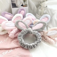 Plush Bunny Ear Spa Headband Cute Bow Makeup Face Wash For Women Girls ​