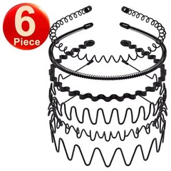 6Pcs Metal Hair Headband Wave Style Hoop Band Comb Sports Hairband Men Women US